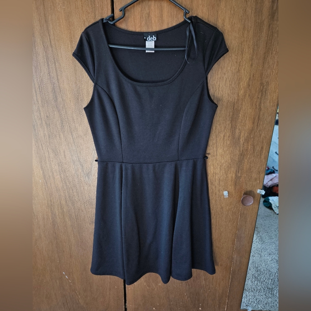 Vintage Y2k Deb Classic Black Skater Dress | XL